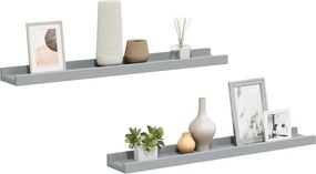 vidaXL 2 db szürke MDF szegélypolc képkeretekhez 60 x 9 x 3 cm