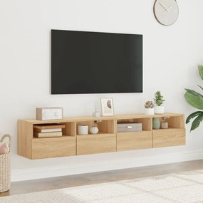 2 db sonoma tölgy színű szerelt fa fali TV-szekrény 80x30x30 cm