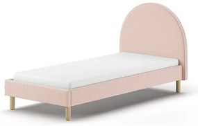 Rózsaszín kárpitozott egyszemélyes ágy ágyráccsal 90x200 cm MOON – Vipack