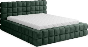 Sötétzöld kárpitozott ágyneműtartós franciaágy ágyráccsal 160x200 cm Dizzle – ELTAP