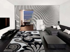 Greenland prémium shaggy szőnyeg 125 x 200 cm fekete szürke fehér