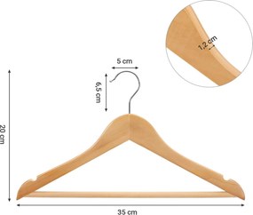 10 darabos gyerekruha akasztók, nadrágakasztóval 35 x 20 x 1,2 cm, natúr