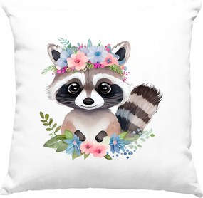 Mosómedve párna Virágok Fehér