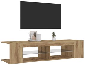 kézműves tölgy szerelt fa TV-szekrény LED-ekkel 135x39x30 cm