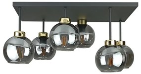 Felületre szerelhető csillár  NESSA 6xE27/60W/230V fekete/arany/füstös fekete