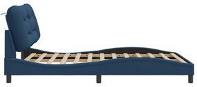 kék szövet ágykeret LED-ekkel matrac nélkül 120x200 cm