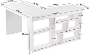 Íróasztal borovi fenyő dekorral 120x130 cm Vesper – Kalune Design