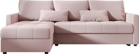 Kinyitható, kétoldalas L alakú ülőgarnitúra VENORIA 220x143 cm, púderrózsaszín + 2 díszpárna AJÁNDÉKBA