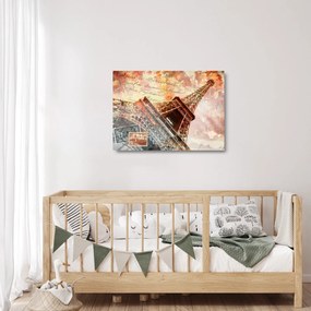 Kép - Eiffel-torony vintage stílusban (üvegen) (70x50 cm)