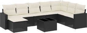 vidaXL 9 részes fekete polyrattan kerti ülőgarnitúra párnákkal