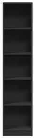 fekete szerelt fa könyvszekrény 40 x 24 x 176 cm