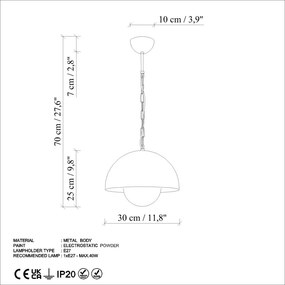 Kure 2676 narancssárga fém függőlámpa, Ø30 cm