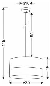 Fehér függőlámpa textil-furnér búrával ø 30 cm Bianco – Candellux Lighting