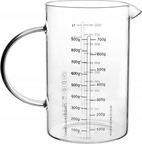 Konyhai Mérőpohár Üveg 1 L-es Mérőkancsó Bögre Élelmiszer Mérőpohár