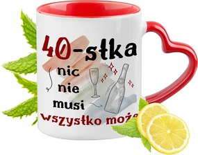 Születésnap 40 40-es 40-es Piros Bögre Szív Alakú Füllel Ajándék