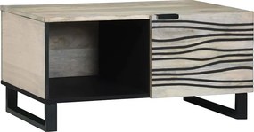 vidaXL Dohányzóasztal Beige és fekete 80 x 50 x 40 cm Tömör akácfa