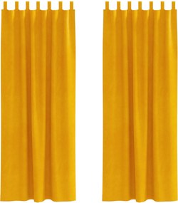 vidaXL Sötétítő függönyök 2 pcs Mustár sárga 140 x 245 cm Bársony