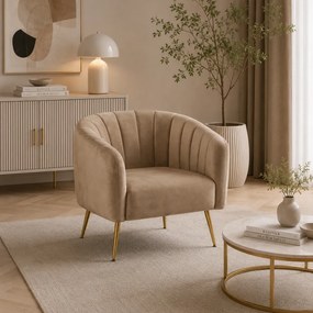 Design fotel, barna Velvet szövet/gold króm-arany, BAGY