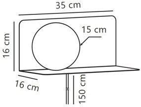 Nordlux - Fali lámpa polccal LILIBETH 1xE14/25W/230V fekete