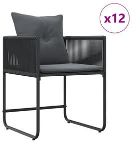 18 részes Kerti Étkező Garnitúra Párnákkal Acél és Poly Rattan