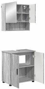 Fürdőszoba bútor szett 2 pcs Szürke sonoma 61 x 35 x 64 cm