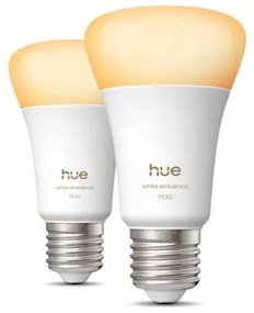 2 db-os szett: dimmelhető Philips Hue WHITE AMBIANCE LED izzó, E27, 8,1 W, 230 V, 1000–20000 K