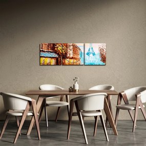 Kép - Esős idő és az Eiffel-torony (órával) (90x30 cm)