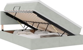 vidaXL Tárolós Ágy matracmal Világosszürke 140 x 190 cm Bársony