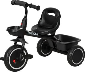 AIYAPLAY Átalakítható Keresztkerékpár Gyermekeknek Állítható Üléssel - Pedálokkal - 2 Kosárral - Biztonsági Övvel - 2-5 Éves Gyermekeknek - Fekete | A