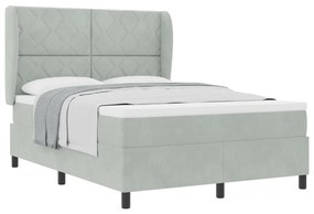 Boxspring Ágy Matraccal Világosszürke 140x190 cm Bársonyos