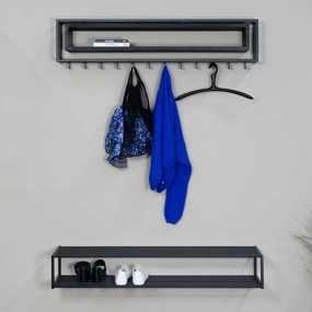 Fekete fém fali fogas polccal School – Spinder Design