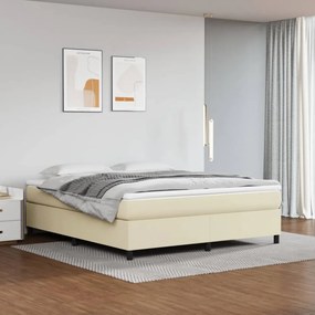 Krémszínű műbőr rugós ágy matraccal 160 x 200 cm