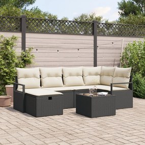 Kerti Kanapé Szett 7 pcs Fekete és krémszínű 232 x 122 x 85 cm