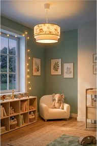 Brilagi-LED Gyerek csillár kábelen BOBO 1xE27/60W/230V Ø40 cm krém/zöld/dzsungel