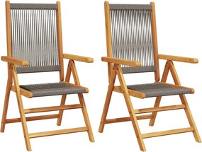 vidaXL 2 db szürke tömör akácfa és polipropilén kerti szék