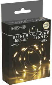 Silver lights fényhuzal időzítővel 100 LED, meleg fehér, 495 cm