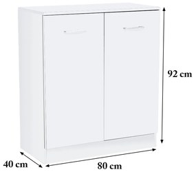 Miami komód 2 ajtós 80x92 cm fehér-fehér
