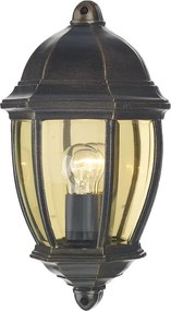 DAR LIGHTING NEW2135 NEWPORT Klasszikus Kültéri Fali Lámpa Fekete Arany, Átlátszó E27 IP43