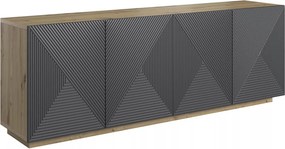 Asha négyajtós komód 200 cm - artisan tölgy / rivier stone matt