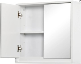 HOMCOM Fali Fürdőszobaszekrény Tükörrel, 2 Ajtóval és Állítható Polccal, Modern Stílus, 48x14.5x45 cm, Fehér | Aosom