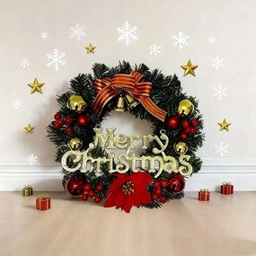 Karácsonyi Koszorú Dísz koszorú masni gömbök csengő ajtóra 30 cm