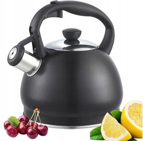 Rozsdamentes Vízforraló Síppal 1,8L Indukciós Gáz Rozsdamentes Acél Fekete Matt