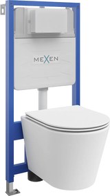 Mexen Fenix Vékony, rejtett modulos és falra akasztható WC Rico, lassú esésű üléssel, fehér matt, 61030724001