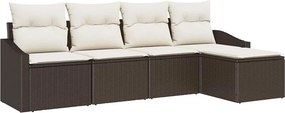 vidaXL Kanapé Szett párnával 5 pcs Barna polirattan