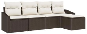vidaXL Kanapé Szett párnával 5 pcs Barna polirattan