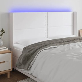 fehér műbőr LED-es fejtámla 183x16x118/128 cm