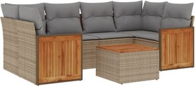 vidaXL 7 részes bézs polyrattan kerti ülőgarnitúra párnákkal