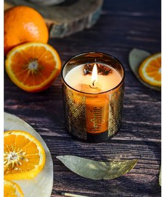 Organikus füstölő gyertya Mandarin &amp; Bay Leaf200 g üvegben, aranyfóliával