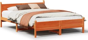 vidaXL viaszbarna tömör fenyőfa ágy matrac nélkül 135 x 190 cm
