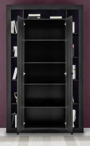 RIMINI könyves- és tárolószekrény, kétajtós – fekete kőris